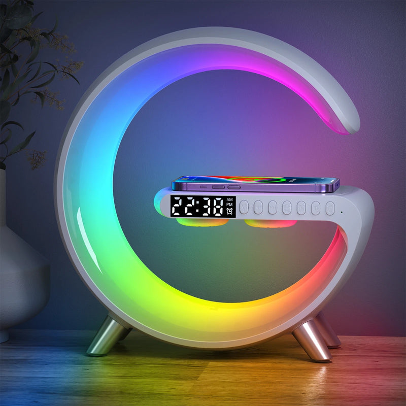 lumière led avec haut-parleur et chargeur sans fil